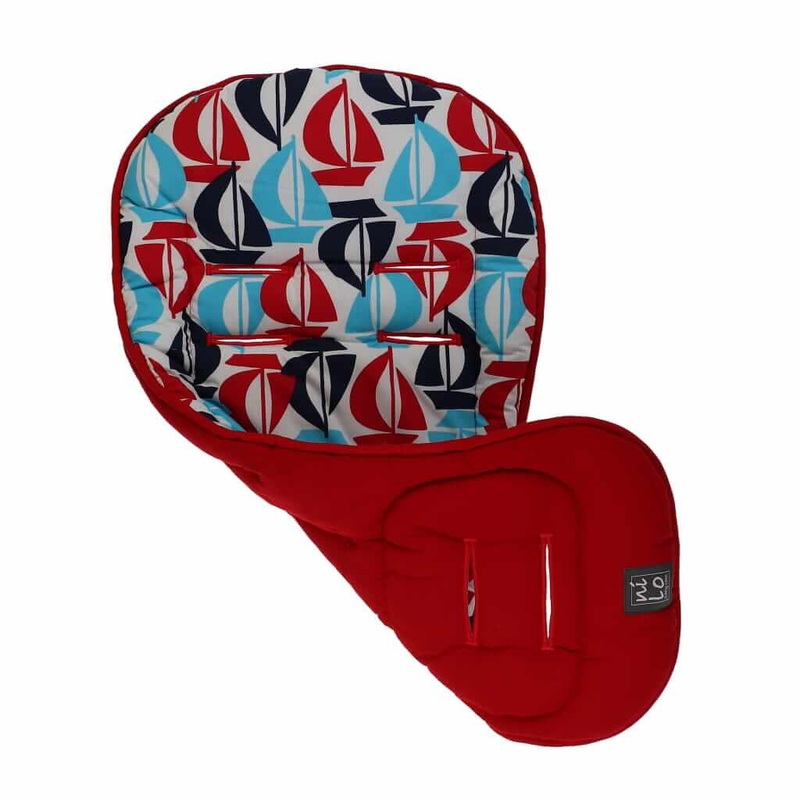 Short Stroller Mat Sailboats Red