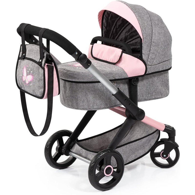 Xeo-Combi Dolls Pram – Grey and Pink