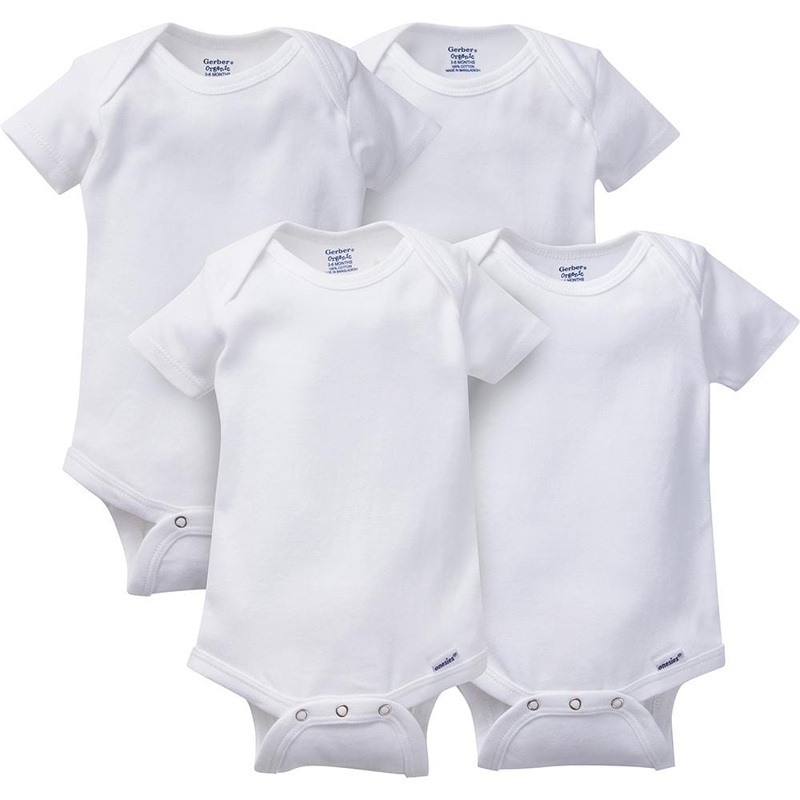 4-Pack White Organic Short Sleeve Onesies Bodysuits