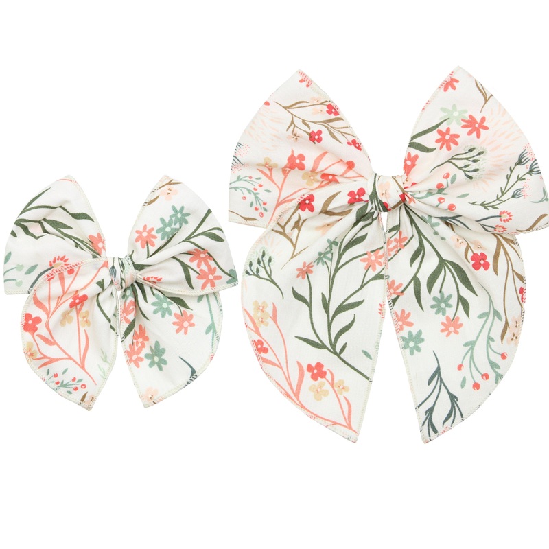 Heirloom Bow – Coral Floral Clip