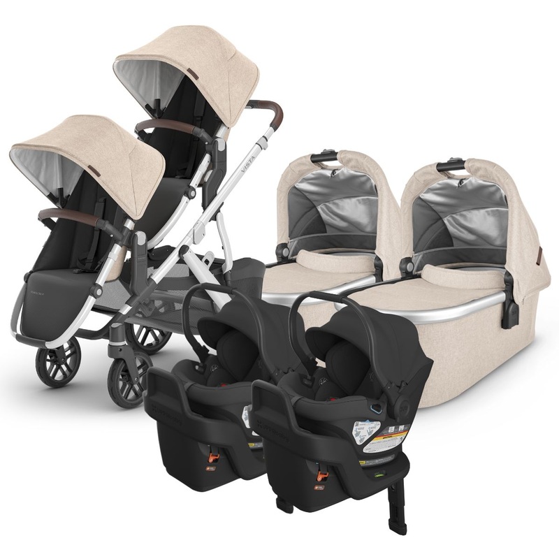 UPPAbaby VISTA V2 Twin Double Stroller + Aria Travel System Bundle with Rumble Seat V2+ – Declan / Jake