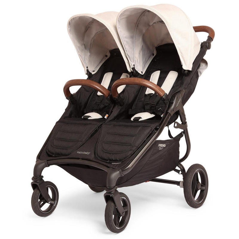 Valco Baby Trend Duo Sport Side by Side Double Stroller – Cloud / Brown Leatherette
