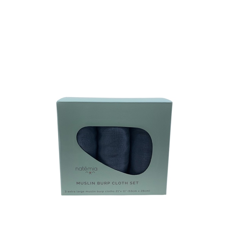 Natemia Muslin Burp Cloths Set 3-Pack, Folkstone Grey