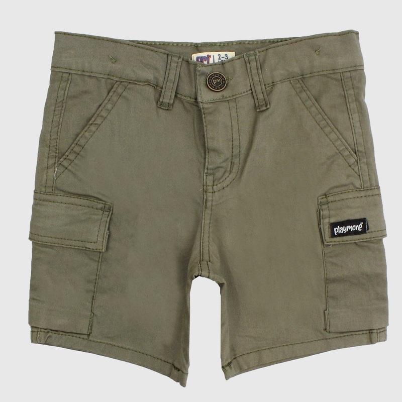 Olive Green Gabardine Shorts