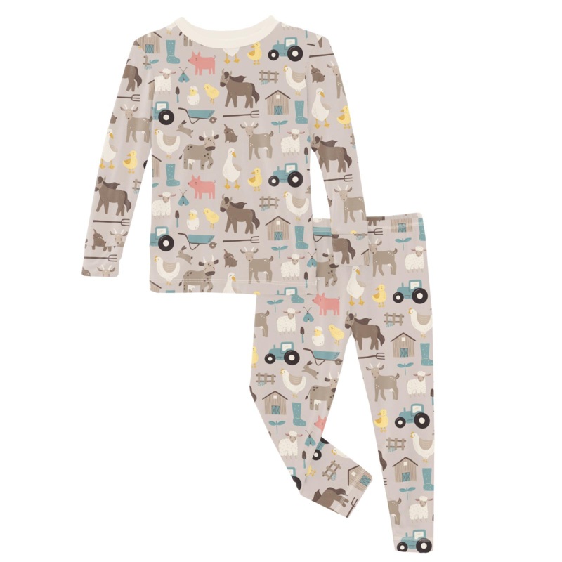 Print Long Sleeve Pajama Set – Latte Morning on the Farm
