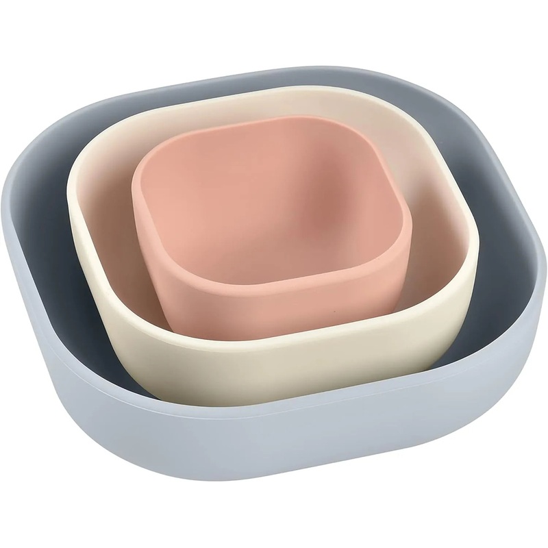 Silicone Mealtime Nesting Bowls Set of 3 Bowls – Grey