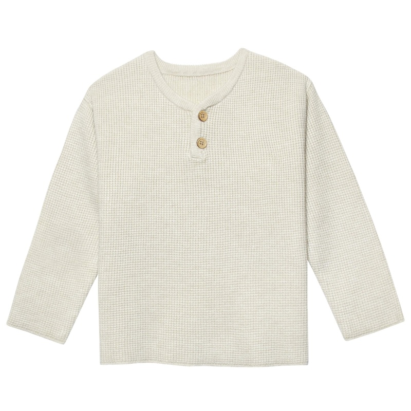 Infant & Toddler Boys Oatmeal Heather Henley Sweater