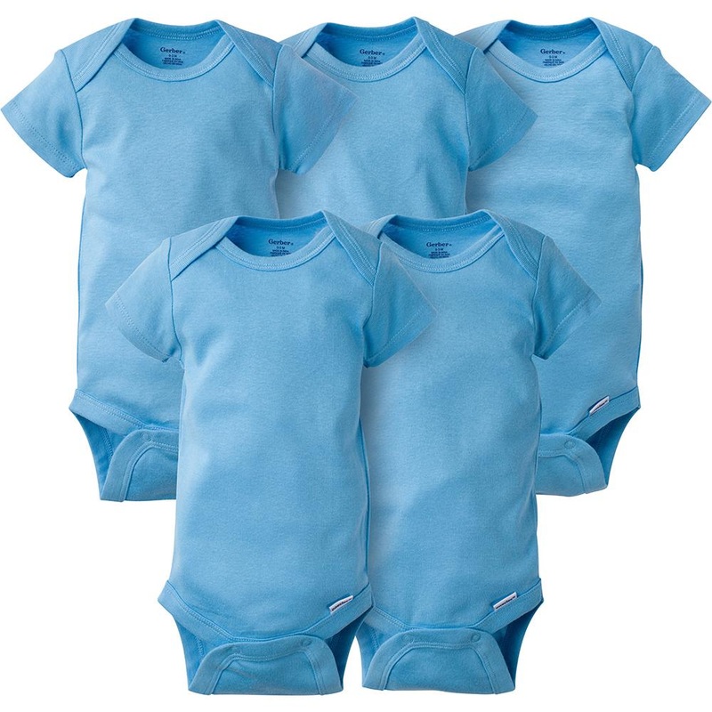 Onesies Baby 5-Pack Solid Light Blue Bodysuits