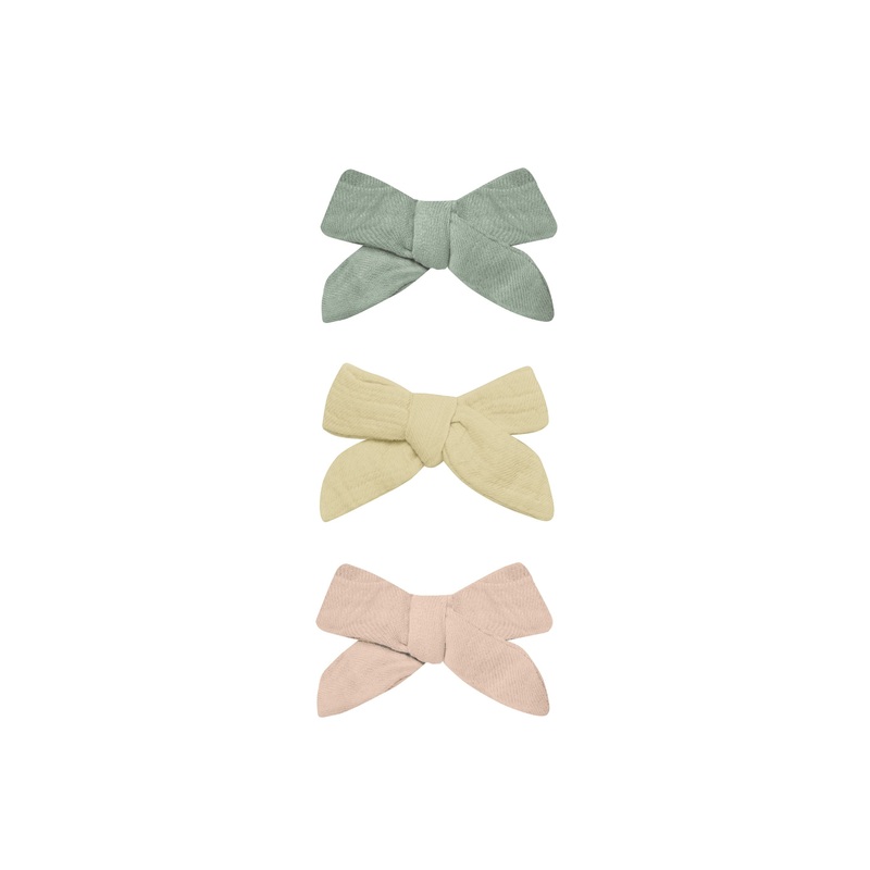 Quincy Mae Bow Clips Set Of 3 – Sage, Yellow, Melon