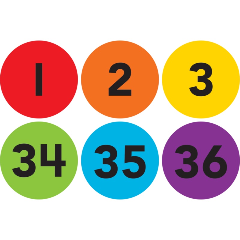 Spot On Numbers 1-36 Carpet Markers – 4″