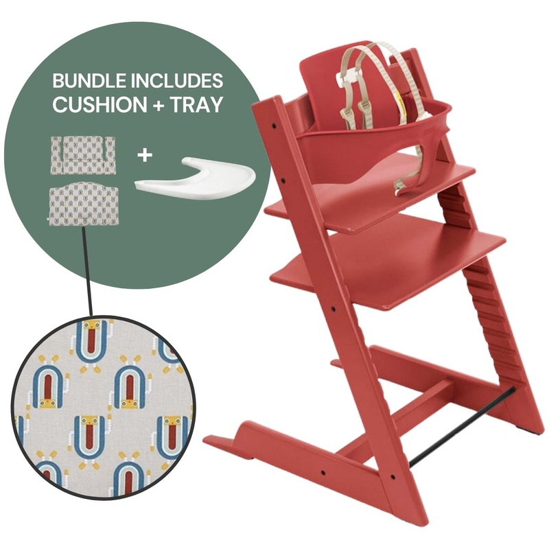 Tripp Trapp Complete High Chair Bundle – Warm Red / Robot Grey