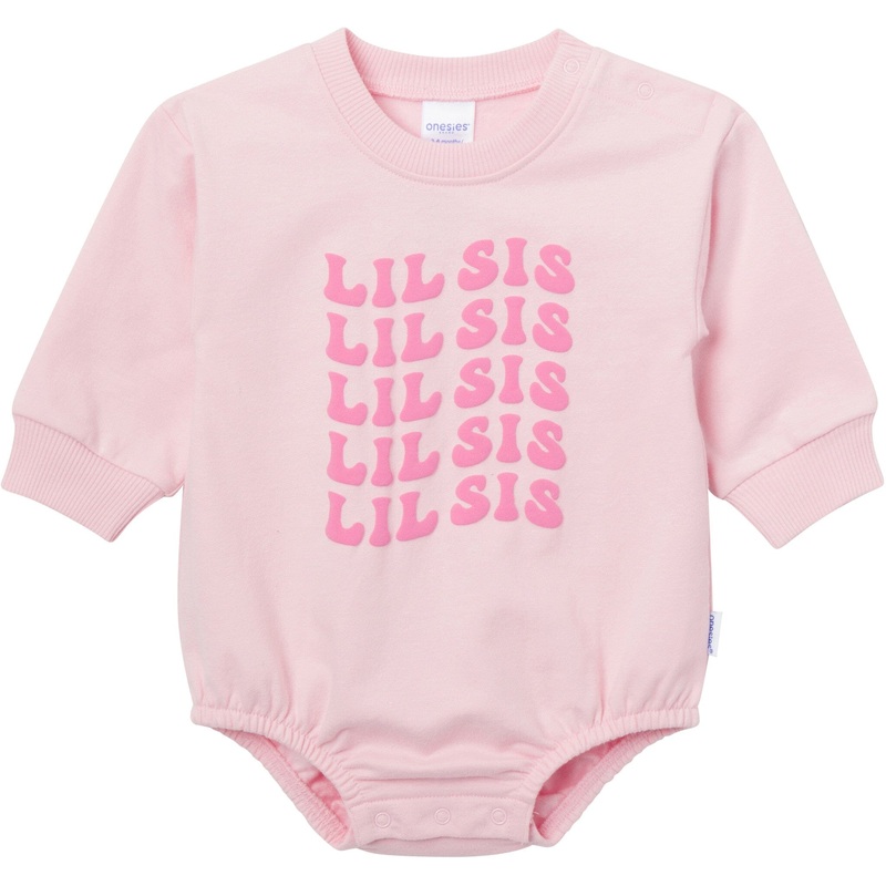Baby Girls Lil’ Sis Sweatshirt Bubble Romper