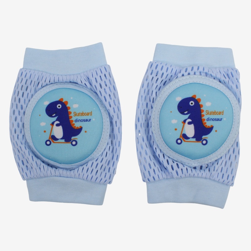 Baby Knee Mesh Pads  Light Blue with Dinosaur Design
