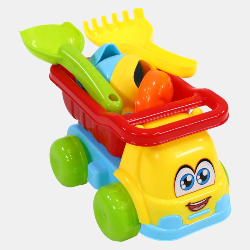 Beach Tipper Truck with Water Sprayer & Tools  Yellow & Red
