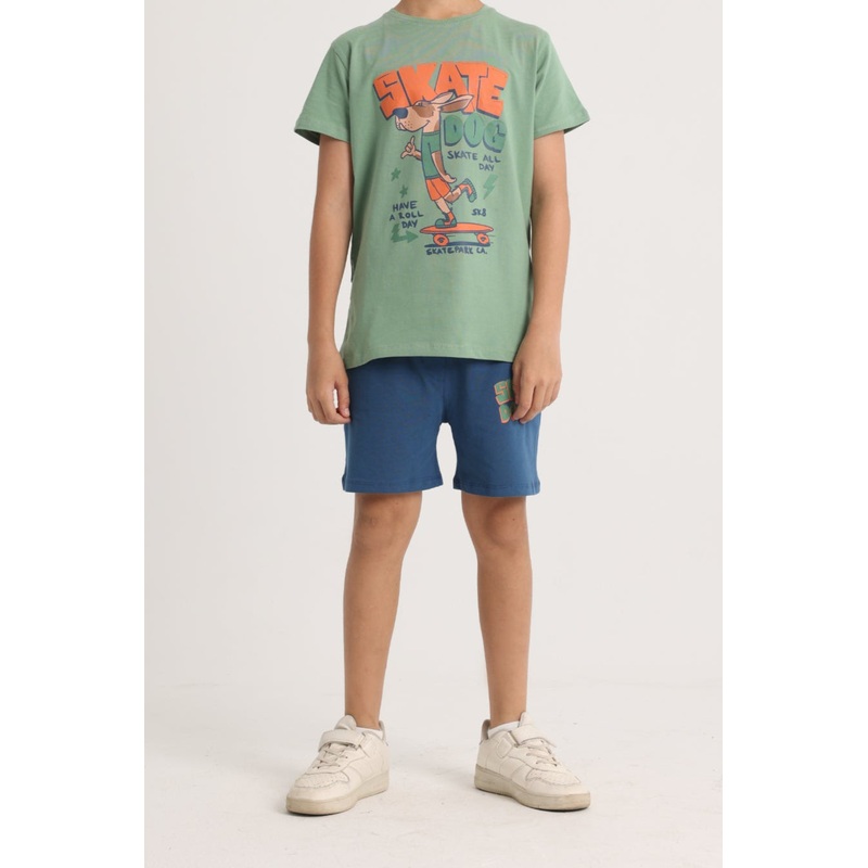 Boys Olive “Skate Dog” Pajama Set