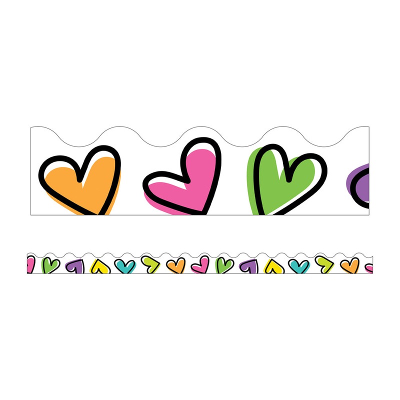 Kind Vibes Doodle Hearts Scalloped Borders