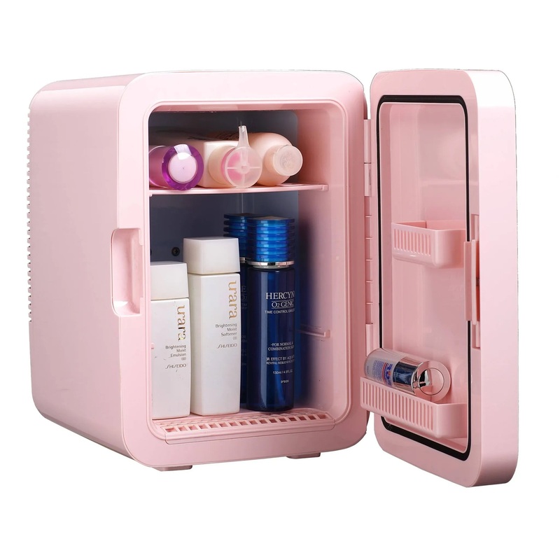 9 Can Beauty Lighted Mirror Countertop Mini Fridge Pink
