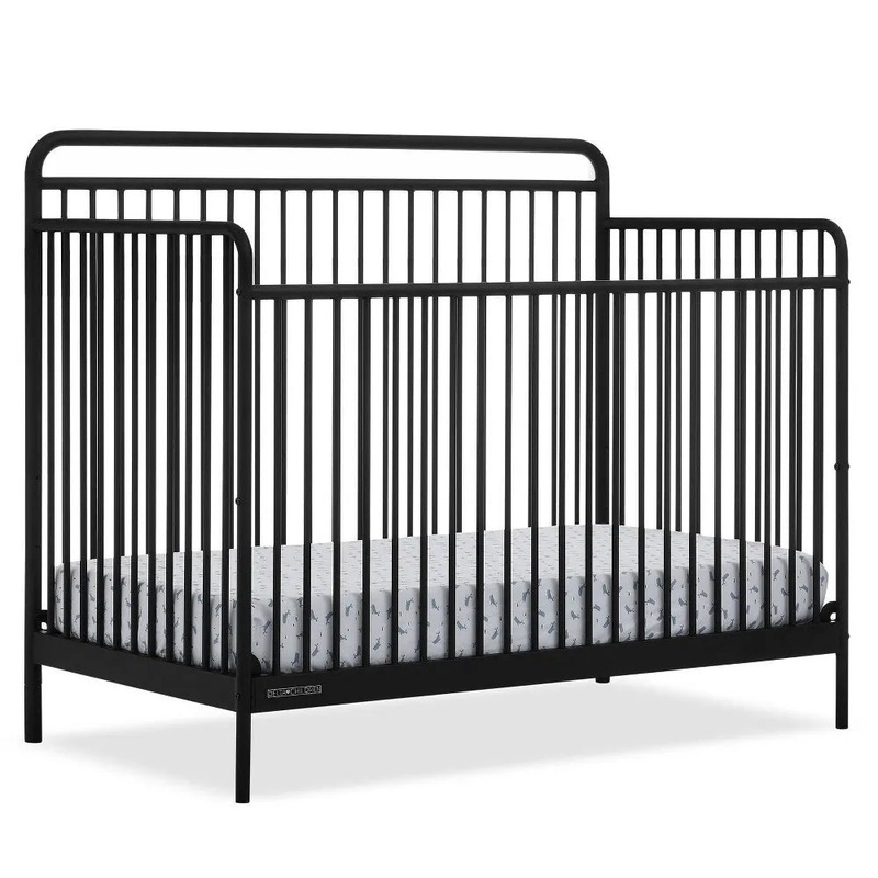 Hayden 5-in-1 Convertible Metal Crib – Matte Black (See Description)