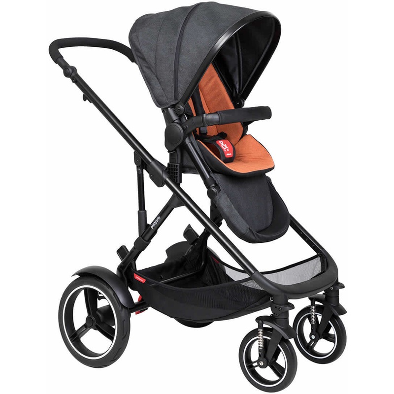 Phil & Teds Voyager Stroller & Liner – Black/Rust