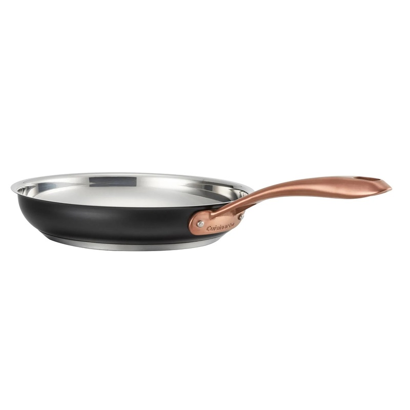 10″ Skillet Matte Black Stainless with Blush Bronze: Stainless Steel Pan, Even-Heating, Dishwasher-Safe