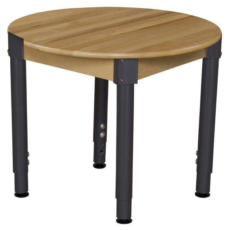 30″ Round Hardwood Table with Adjustable Legs 18″-29″