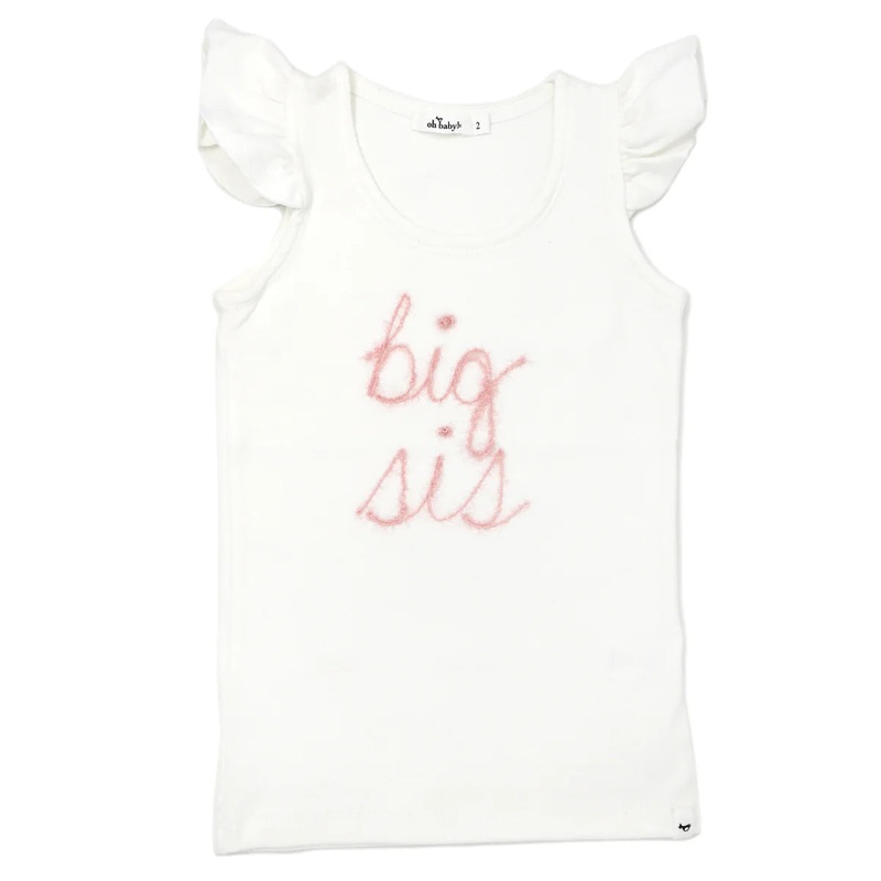 Big Sis Pink Eyelash Flutter Sleeve Tank
