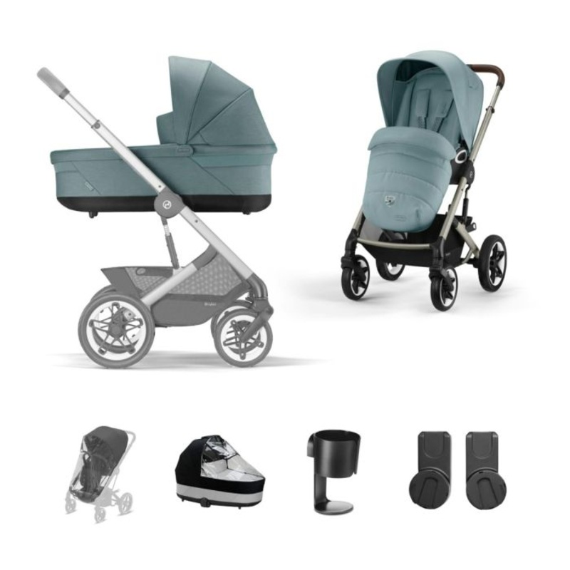 Cybex Talos S Lux Pushchair 8 Piece Bundle – Sky Blue (Taupe Frame)