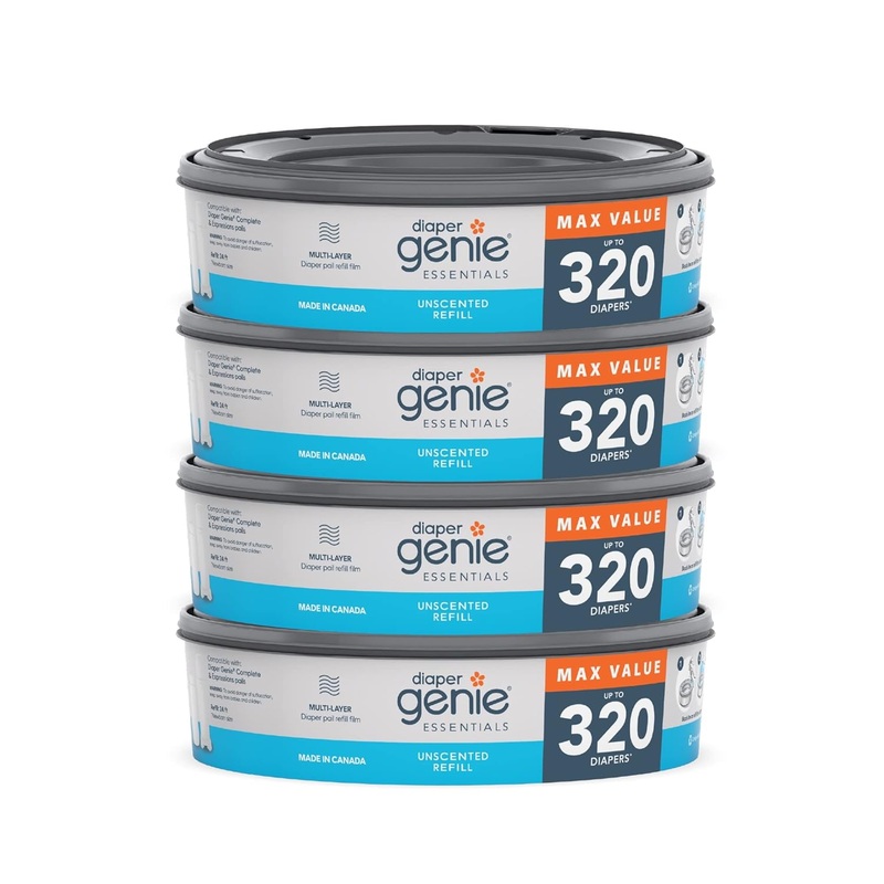 Diaper Genie Refill Bags, 4pk of 320, Unscented