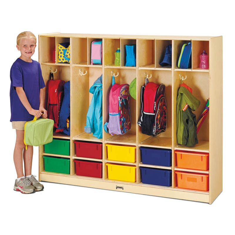 Jonti-Craft Large Locker Organizer with 10 Colored Tubs