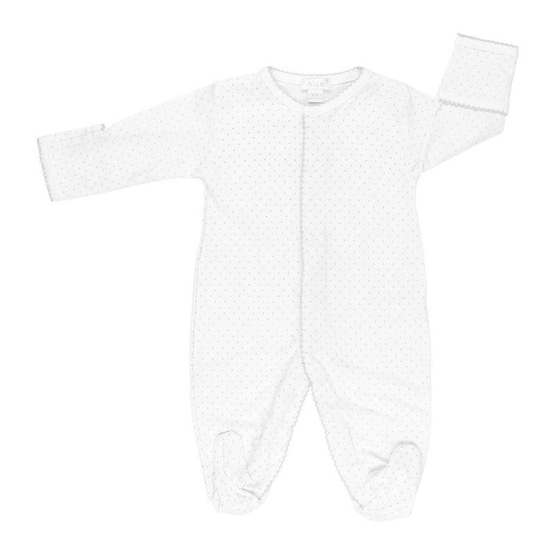 NLO Basic Footie Dots White/Grey