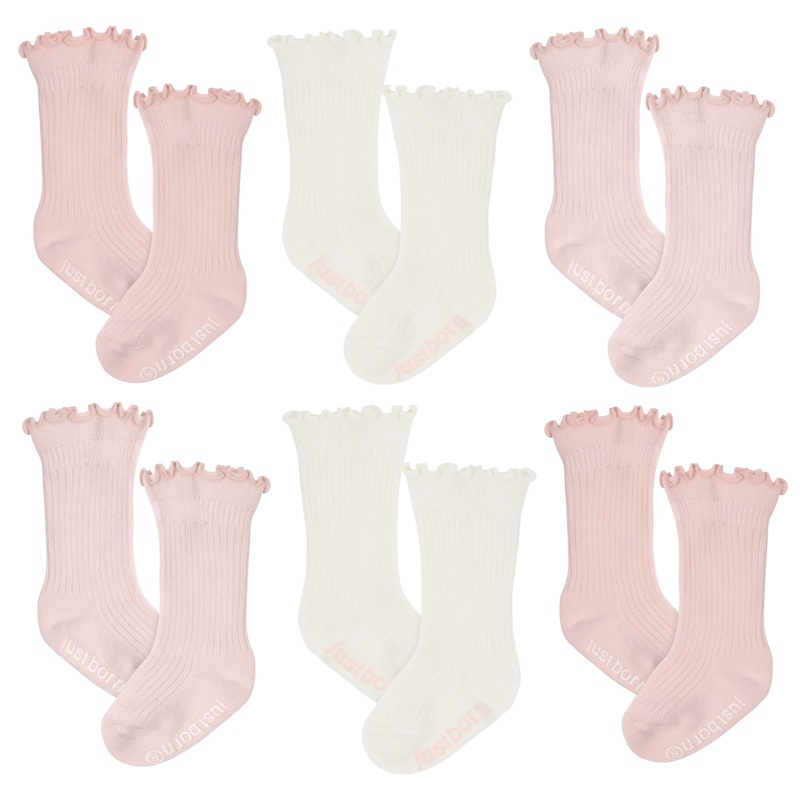 6-Pack Baby Girls Dusty Pink Socks