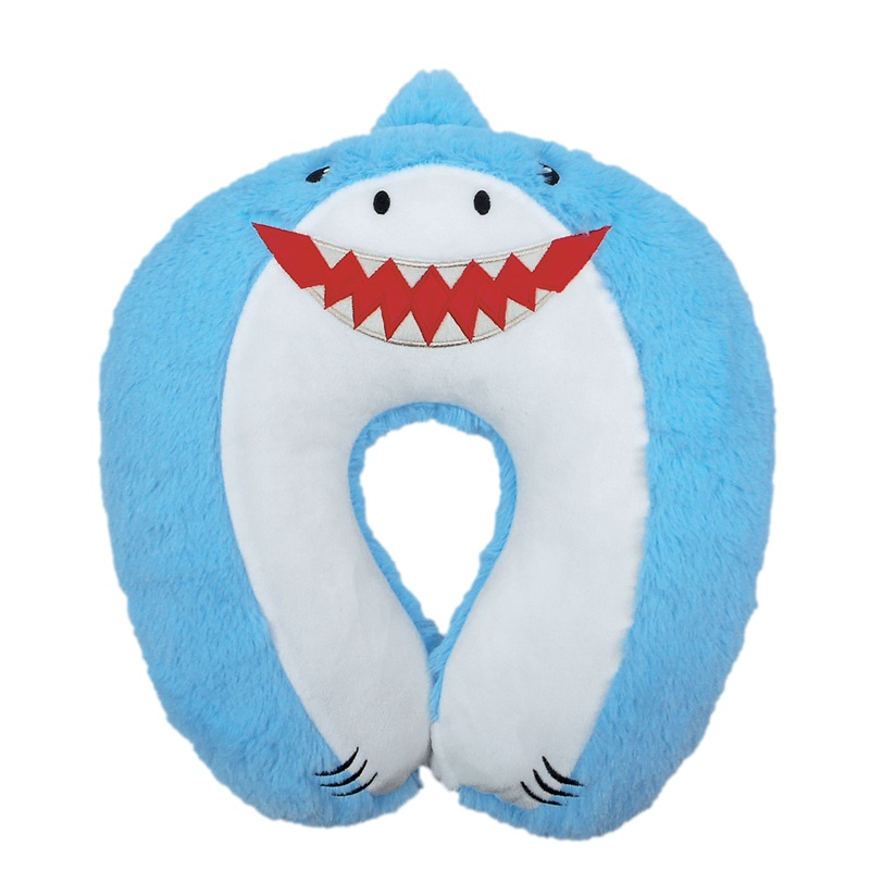 Iscream Shark Furry Neck Pillow with Snap Closure