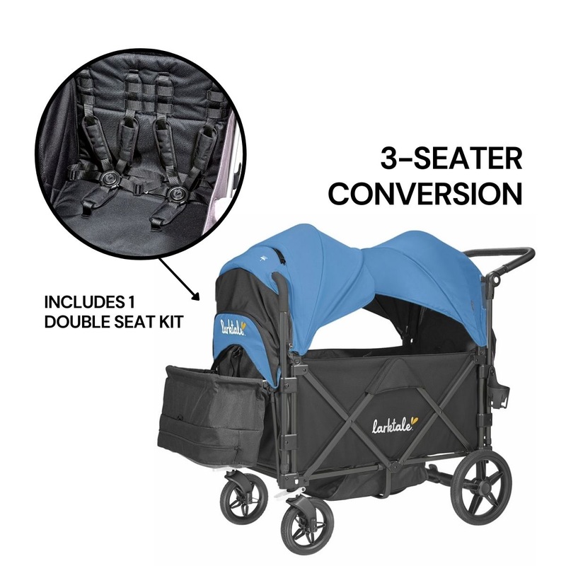 Larktale Caravan (3 Seater) Stroller Wagon Complete Bundle – Byron Black / Freshwater Blue