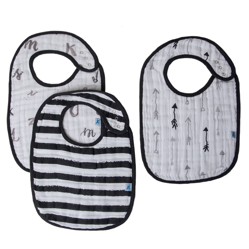 Little Unicorn Cotton Classic Bib 3-Pack – Black & White