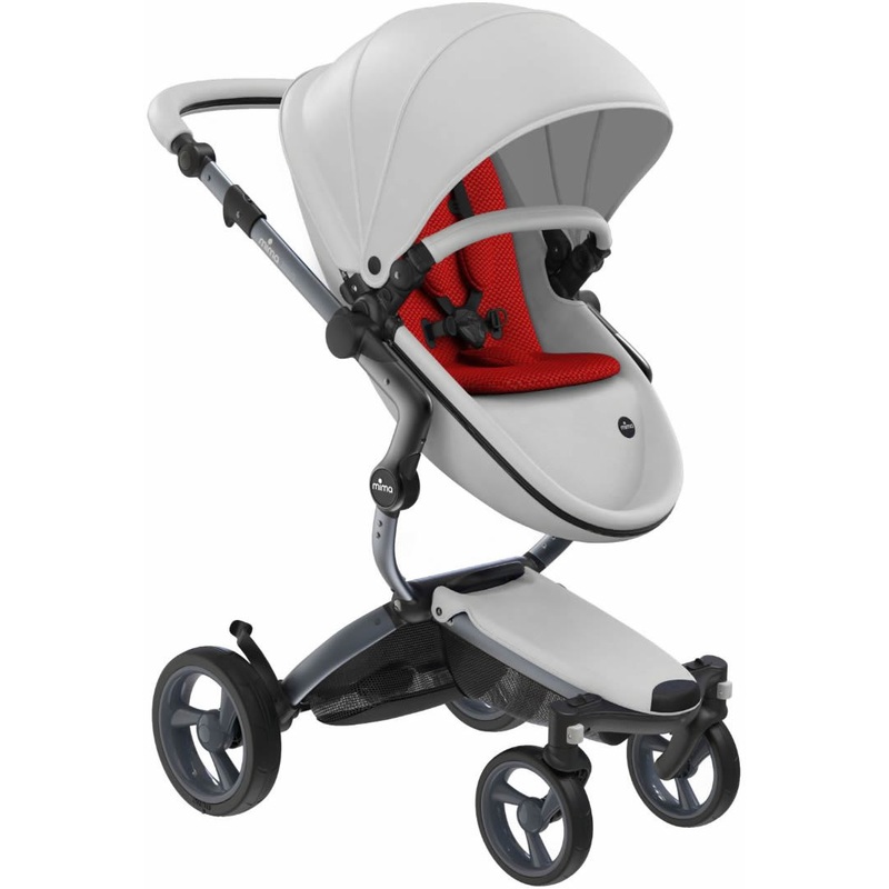 Mima Xari Complete Stroller, Graphite – Snow White / Ruby Red