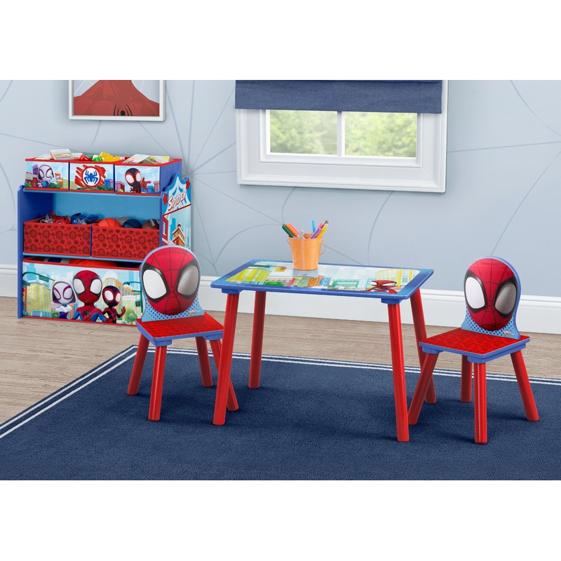 Spidey and His Amazing Friends 4-Piece Toddler Playroom Set  Includes Play Table and 6 Bin Toy Organizer