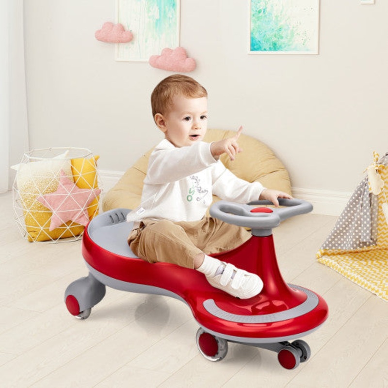 Wiggle Car Ride-on Toy With Flashing Wheels-Red