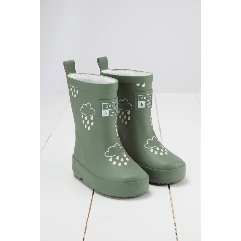 Grass & Air – Khaki Green Colour-Changing Kids Wellies