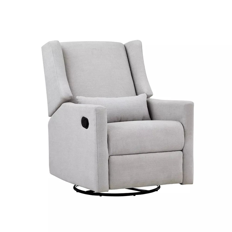 Pronto Swivel Glider Recliner with Pillow  Blanco Gray Fabric