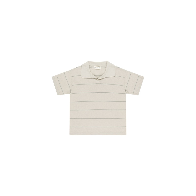 Rylee + Cru Chandler Knit Polo – Eucalyptus Stripe