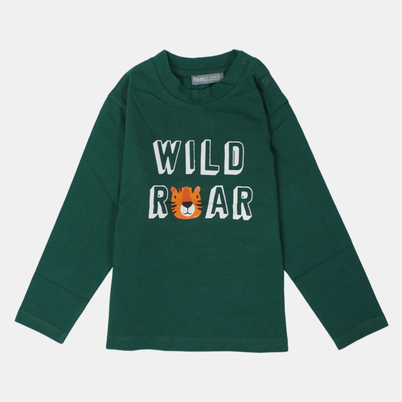 Baby Boys Cotton Long-Sleeved T-Shirt  Olive Green