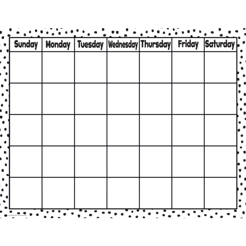 Black Painted Dots on White Calendar Chart