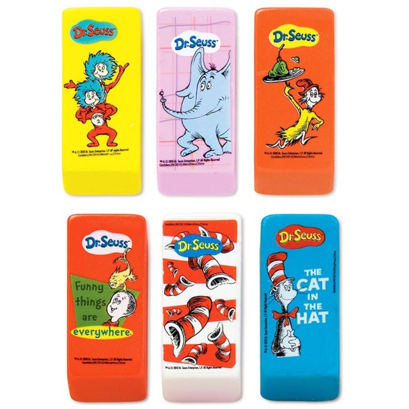 Dr. Seuss Beveled Erasers (Half-Dozen)
