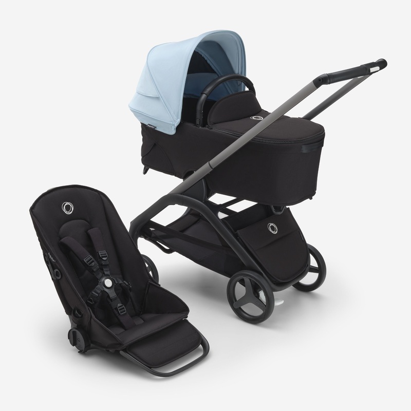 Dragonfly Stroller with Bassinet – Skyline Blue, Black, Graphite Chassis