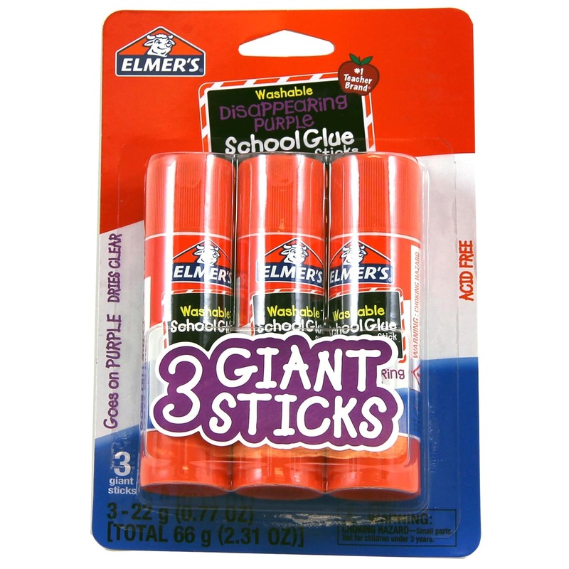 Elmer’s Disappearing Purple School Glue Sticks, Washable, 22 Grams, 3 Count