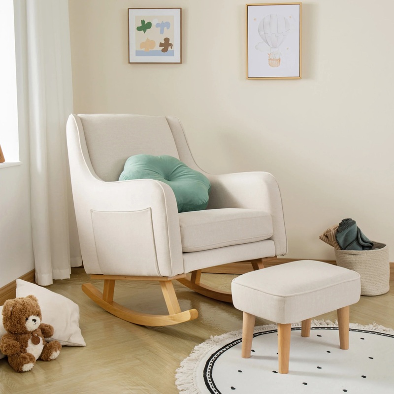 Babymore – Ida Nursing Chair with Footstool  Ivory