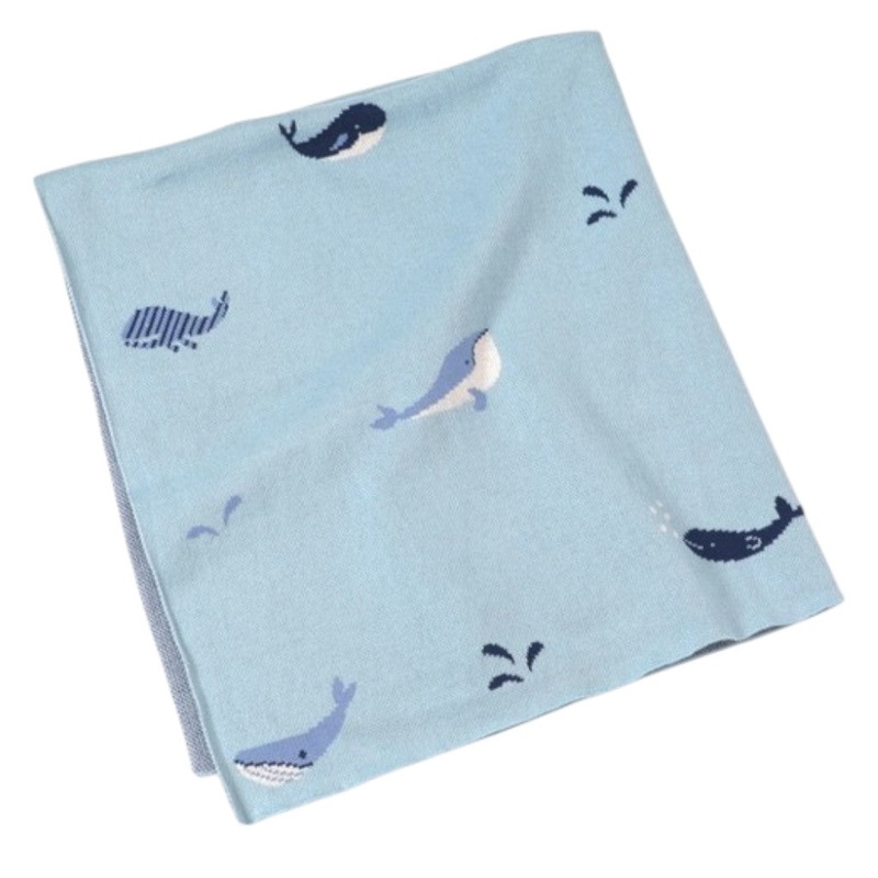 Jacquard Knit Blanket Whales