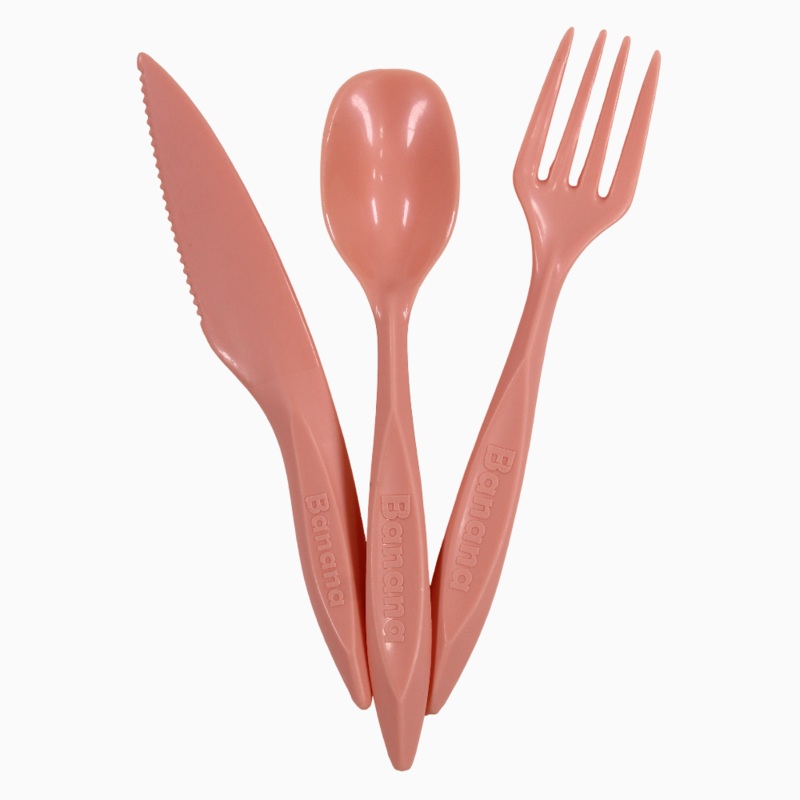 Plastic Cutlery Set  Salmon