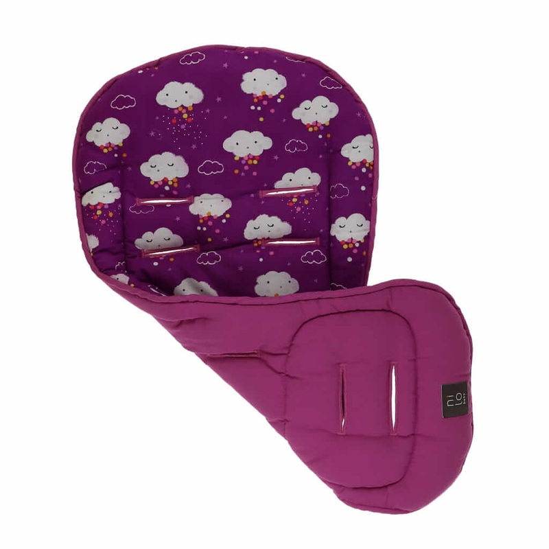 Short Stroller Mat Clouds Purple/Trim Purple