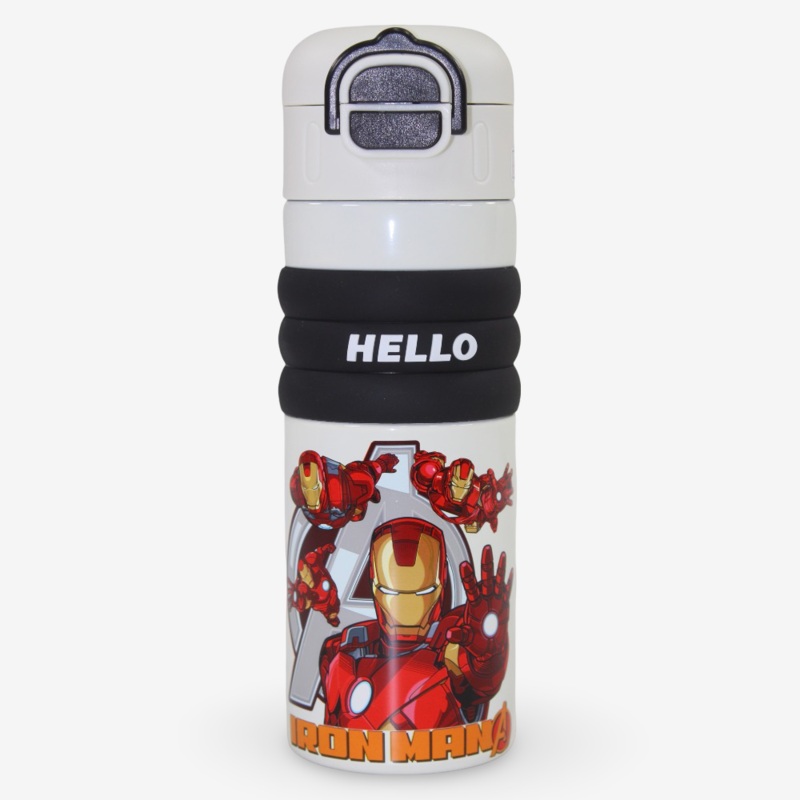Stainless Steel Water Bottle  Ironman Design  Off-White